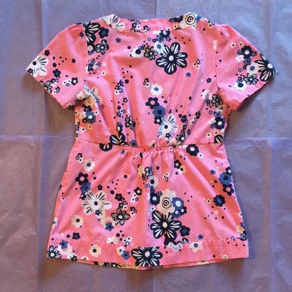 Cherokee Studio Floral Dots Scrub Top Size Small - Picture 2 of 3